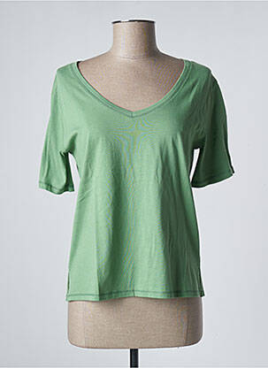 T-shirt coupe droite manches courtes vert YERSE femme