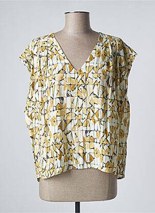 Blouse tissage popeline manches courtes jaune SITA MURT femme