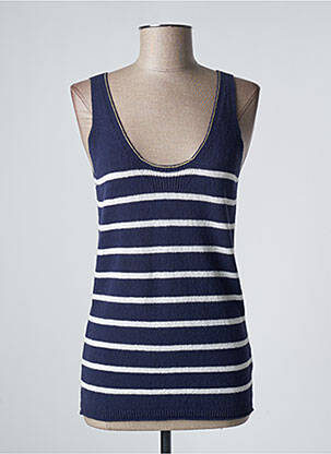 Pull coupe cintrée sans manche bleu YERSE femme