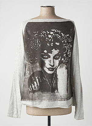 Pull coupe droite manches longues gris TEQUILA SOLO femme