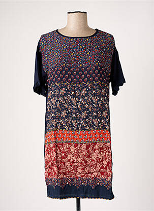 Robe mi-longue imprimé fantaisie manches courtes bleu BANANA MOON femme