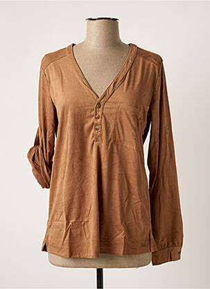 Top stretch manches longues marron BANANA MOON femme