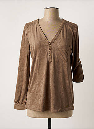 Top stretch manches longues marron BANANA MOON femme