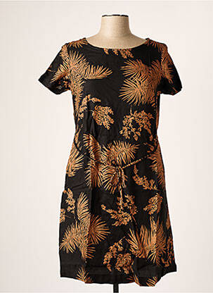 Robe mi-longue coupe fluide manches courtes noir BANANA MOON femme