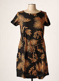 Robe mi-longue coupe fluide manches courtes noir BANANA MOON femme