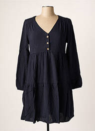 Robe mi-longue coupe fluide manches longues bleu BANANA MOON femme