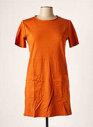 Robe mi-longue manches courtes manches courtes orange BANANA MOON femme