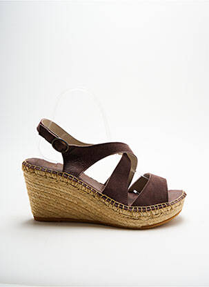 Espadrilles tissage satiné talon de 7 à 9cm marron LORMY femme