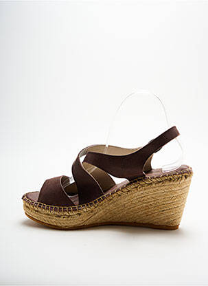 Espadrilles tissage satiné talon de 7 à 9cm marron LORMY femme