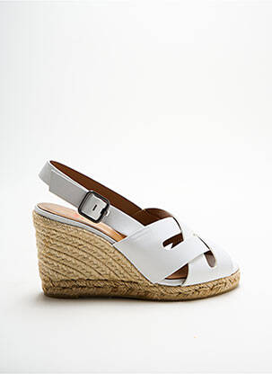 Espadrilles tissage satiné talon de 7 à 9cm blanc CASTANER femme