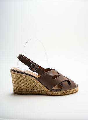 Espadrilles tissage satiné talon de 7 à 9cm marron CASTANER femme