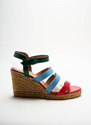 Espadrilles tissage satiné talon de 7 à 9cm bleu CASTANER femme