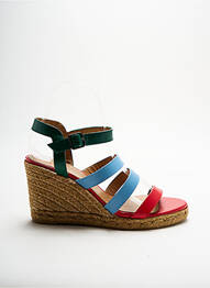 Espadrilles tissage satiné talon de 7 à 9cm bleu CASTANER femme