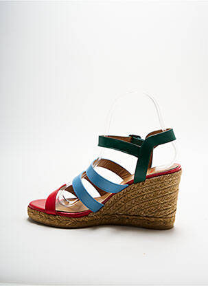 Espadrilles tissage satiné talon de 7 à 9cm bleu CASTANER femme