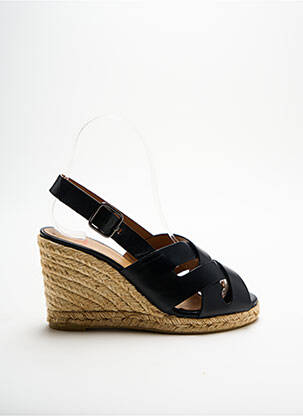 Espadrilles tissage satiné talon de 7 à 9cm noir CASTANER femme