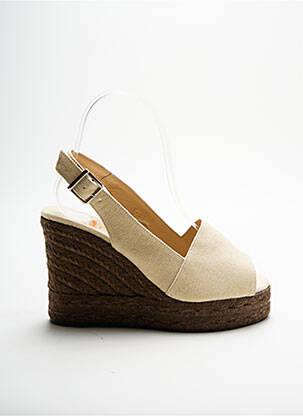 Espadrilles tissage toile talon de 7 à 9cm beige CASTANER femme