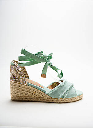 Espadrilles tissage toile talon de 4 à 6cm vert CASTANER femme