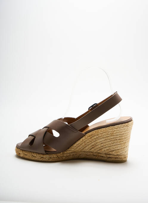 Espadrilles tissage satiné talon de 7 à 9cm marron CASTANER femme