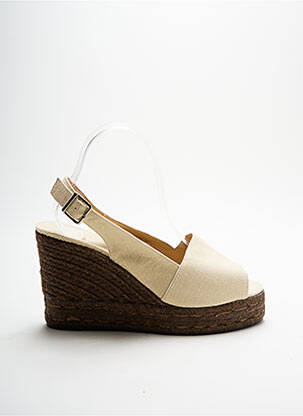 Espadrilles tissage toile talon haut de 10cm et plus beige CASTANER femme