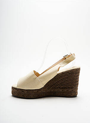 Espadrilles tissage toile talon haut de 10cm et plus beige CASTANER femme
