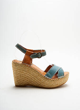 Espadrilles tissage satiné talon de 7 à 9cm bleu LORMY femme