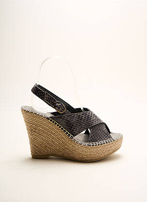 Espadrilles tissage satiné talon haut de 10cm et plus gris LORMY femme