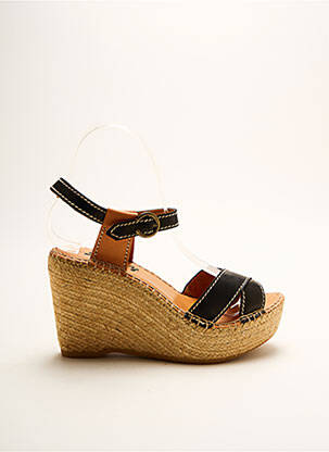 Espadrilles tissage satiné talon de 7 à 9cm noir LORMY femme