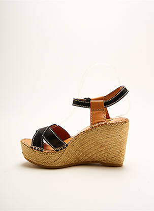Espadrilles tissage satiné talon de 7 à 9cm noir LORMY femme