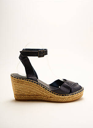 Espadrilles tissage satiné talon de 7 à 9cm bleu LORMY femme