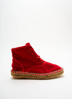 Espadrilles fermeture lacets talon plat jusqu'à 3cm rouge LORMY femme