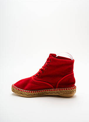 Espadrilles fermeture lacets talon plat jusqu'à 3cm rouge LORMY femme