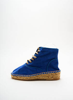 Espadrilles fermeture lacets talon plat jusqu'à 3cm bleu LORMY femme