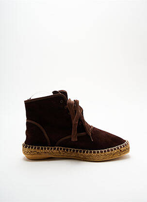 Espadrilles fermeture lacets talon plat jusqu'à 3cm marron LORMY femme