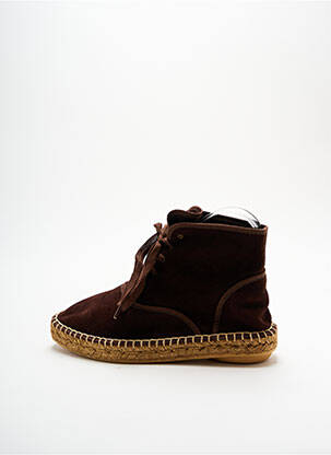Espadrilles fermeture lacets talon plat jusqu'à 3cm marron LORMY femme