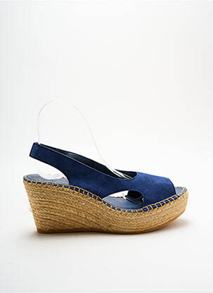 Espadrilles nubuck talon de 7 à 9cm bleu L'ESPADRILLE DE NICOLE femme