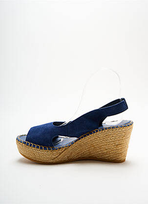 Espadrilles nubuck talon de 7 à 9cm bleu L'ESPADRILLE DE NICOLE femme