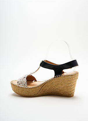 Espadrilles tissage satiné talon de 7 à 9cm noir L'ESPADRILLE DE NICOLE femme