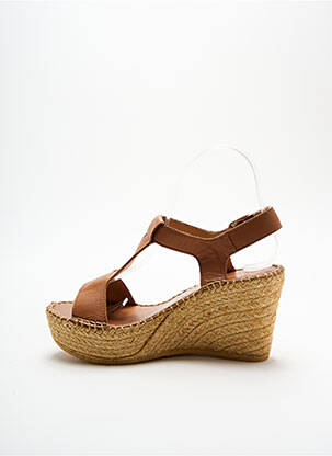 Espadrilles tissage satiné talon de 7 à 9cm marron L'ESPADRILLE DE NICOLE femme