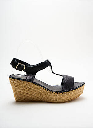 Espadrilles tissage satiné talon de 7 à 9cm noir L'ESPADRILLE DE NICOLE femme
