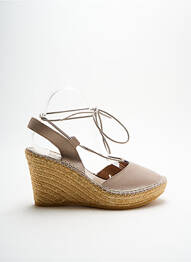 Espadrilles tissage satiné talon de 7 à 9cm beige L'ESPADRILLE DE NICOLE femme