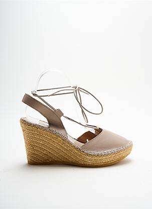 Espadrilles tissage satiné talon de 7 à 9cm beige L'ESPADRILLE DE NICOLE femme