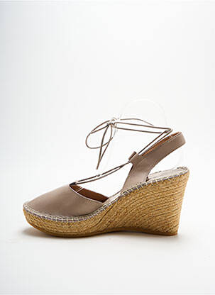 Espadrilles tissage satiné talon de 7 à 9cm beige L'ESPADRILLE DE NICOLE femme