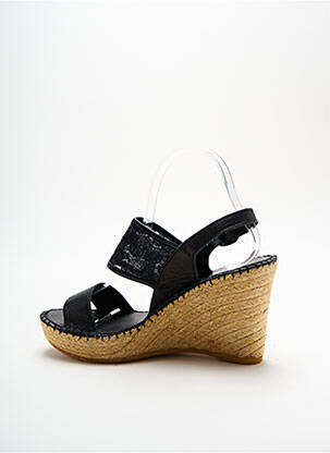 Espadrilles tissage satiné talon de 7 à 9cm noir L'ESPADRILLE DE NICOLE femme