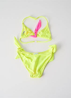 Maillot de bain 2 pièces effet matière satinée jaune PRINCESSE ILOU fille