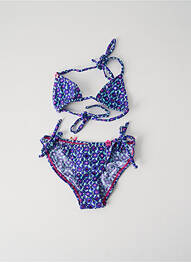 Maillot de bain 2 pièces effet matière satinée bleu PRINCESSE ILOU fille