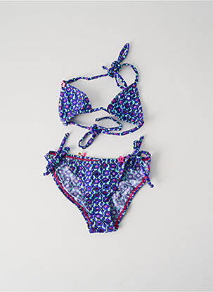 Maillot de bain 2 pièces effet matière satinée bleu PRINCESSE ILOU fille