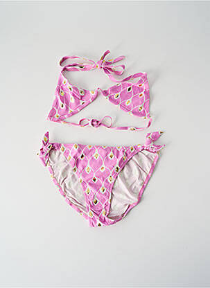 Maillot de bain 2 pièces effet matière satinée rose PRINCESSE ILOU fille
