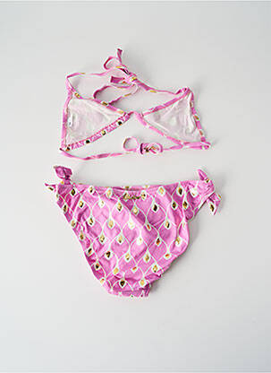 Maillot de bain 2 pièces effet matière satinée rose PRINCESSE ILOU fille