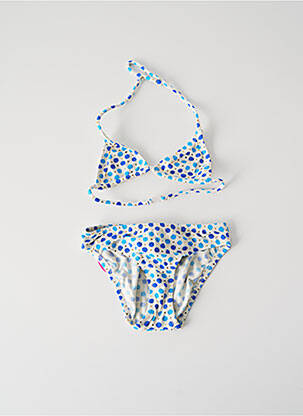 Maillot de bain 2 pièces effet matière satinée bleu PRINCESSE ILOU fille