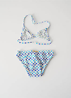 Maillot de bain 2 pièces effet matière satinée bleu PRINCESSE ILOU fille